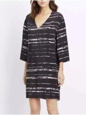 VINCE Shadow Stripe 100% Silk Shift Dress Size XS